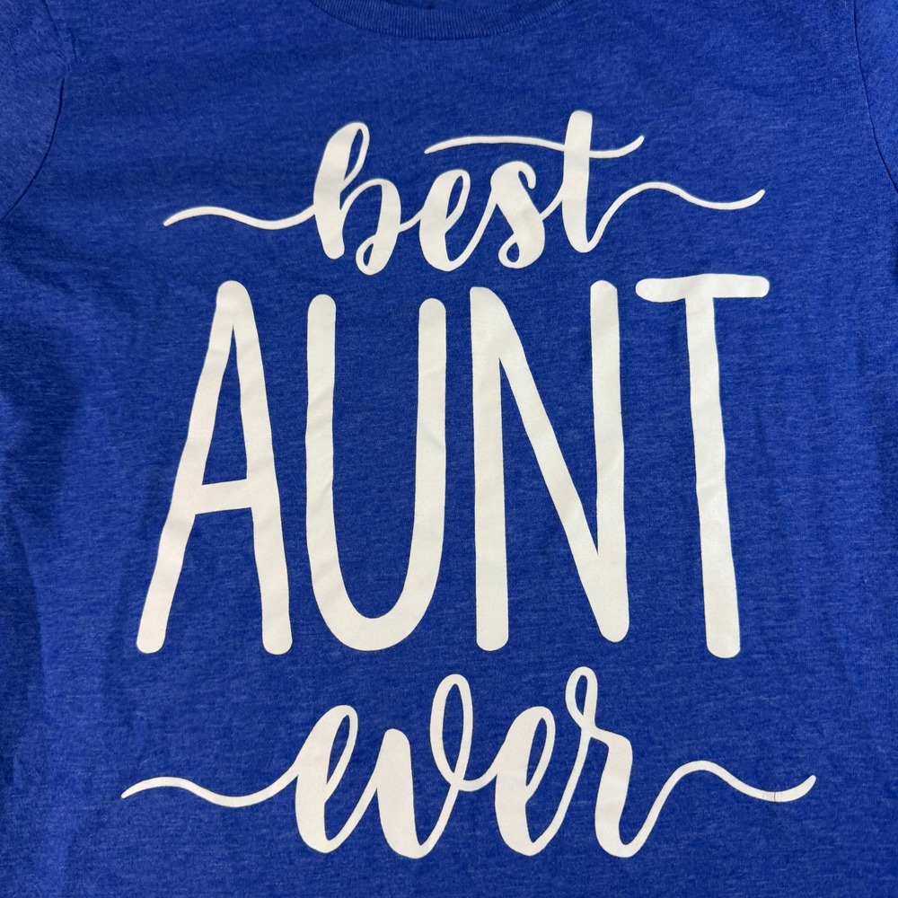 Instant Message Best Aunt Ever Graphic Tee Blue Heather Short Sleeve Shirt Small - Picture 2 of 4